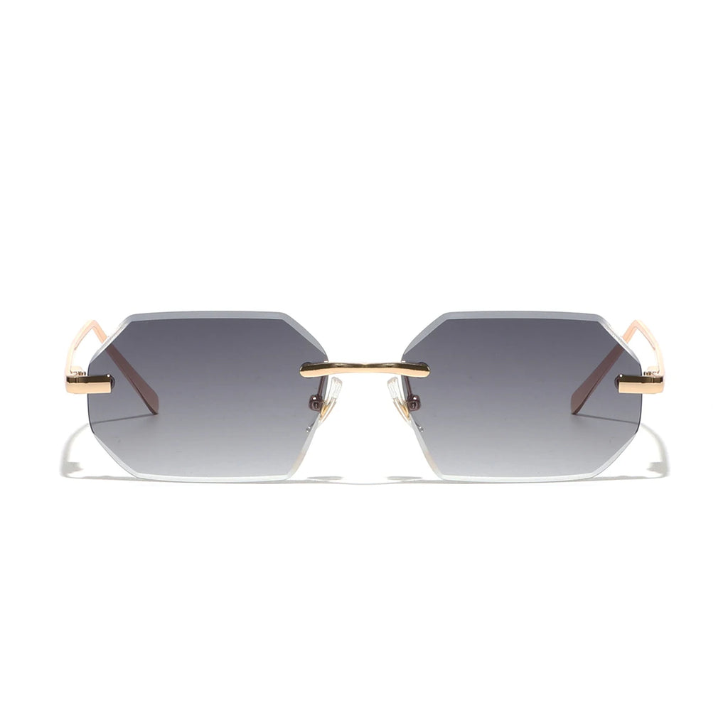 Ruiao Sunglasses Men Brand Designer Fashion Rimless Sun Glasses Shades Diamond Cut Lens Ladies Frameless Metal Eye glasses