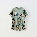Cartoon Print Tshirt+Shorts Two Piece Set For Kids New Fashion Costume Boys And Girls Donald Duck Full Print Short Sleeve Shorts