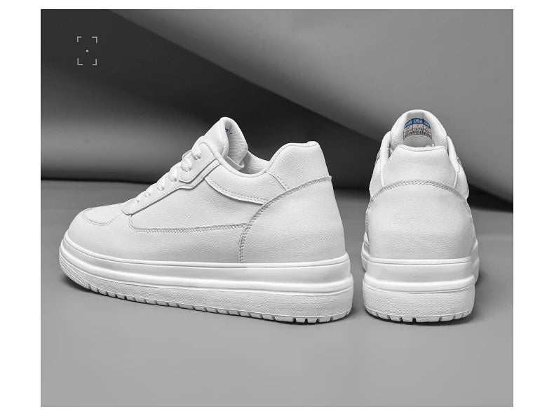 New Invisible Height-increasing Shoes for Men, 6CM-8CM-10CM Sports Shoes,White Leather Sports Shoes for Men,Enlarged Sizes 36-46