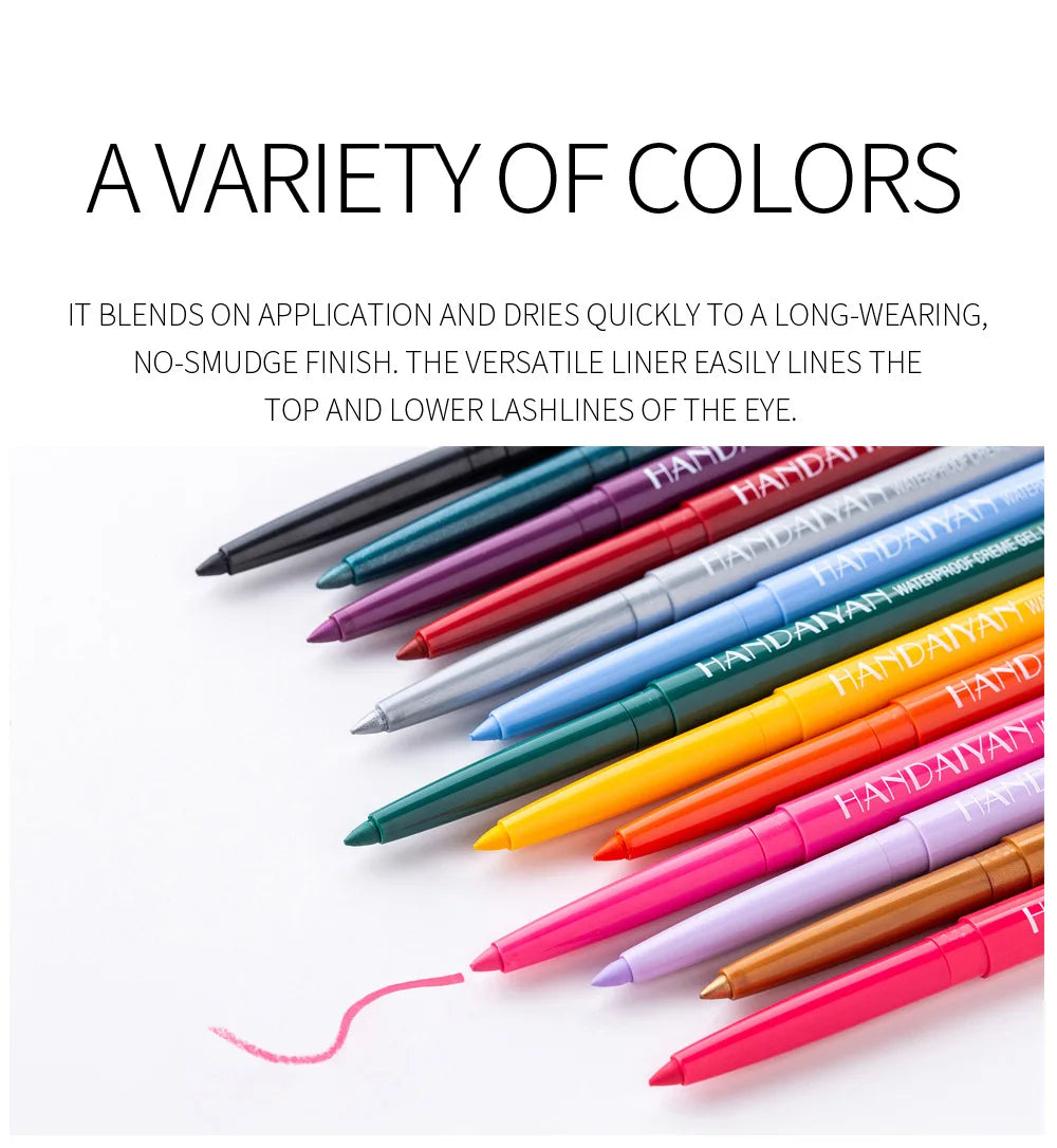 Waterproof Creamy Eyeliner Pencil Set Long Lasting Smooth Gel Professional Eye Makeup Vibrant Colors Kit