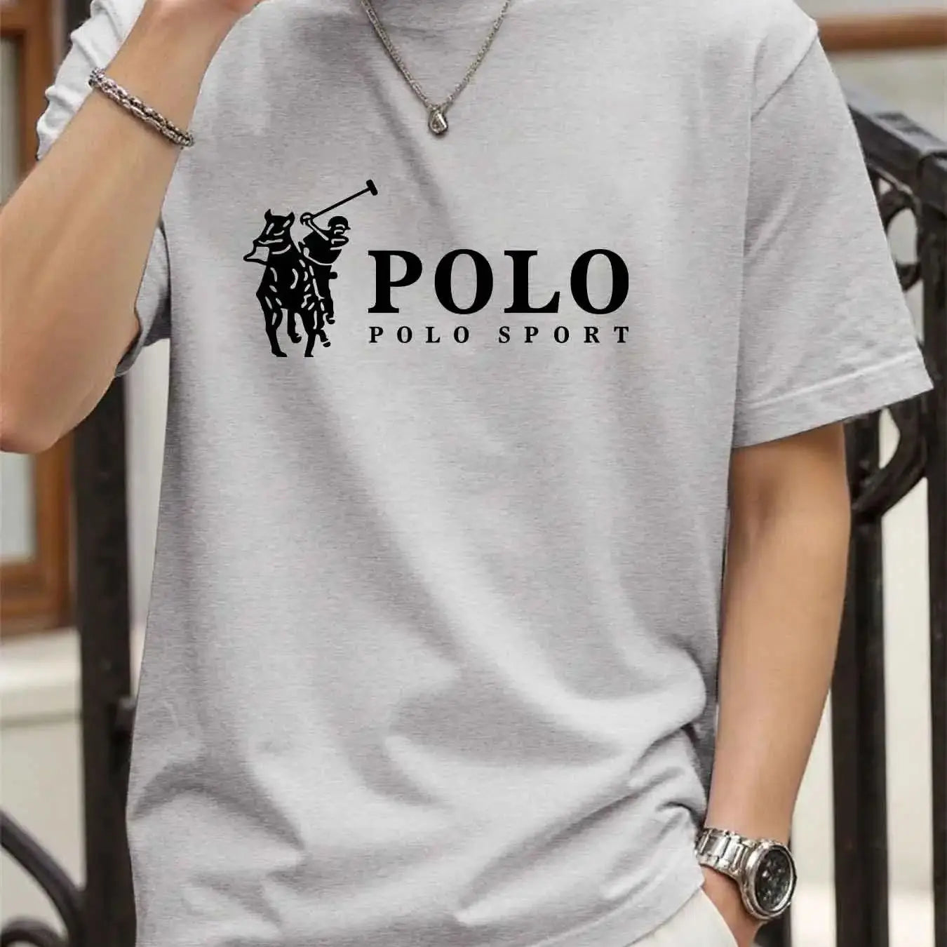 new style High quality men's T-shirt 2026 summer print casual 100% cotton man loose T-shirt sports top