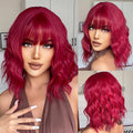 GEMMA Red Brown Copper Ginger Long Straight Synthetic Wigs for Women Natural Wave Wigs with Bangs Heat Resistant Cosplay Hair