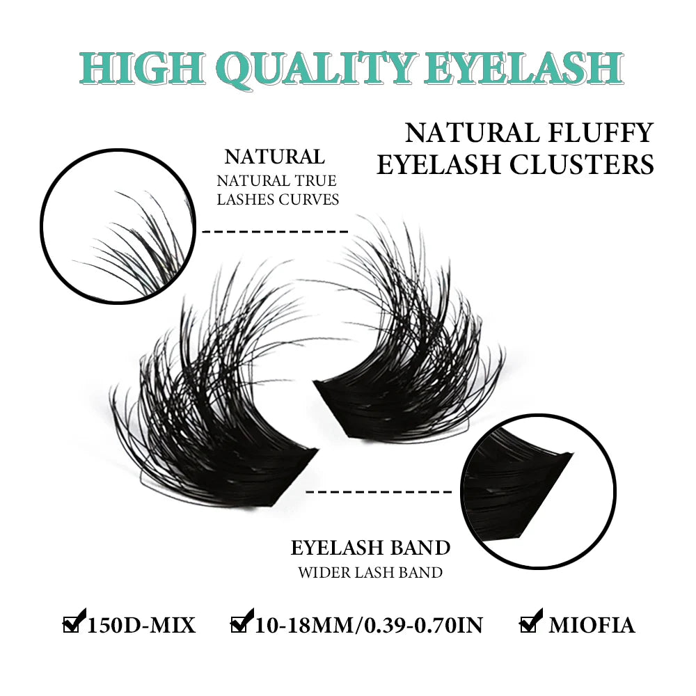 MIOFIA Wispy Thick Lashes Cluster 50D 80D 100D 150D Natural Fluffy False Eyelash Extension Cat Eye Lashes Mixed Tray Makeup