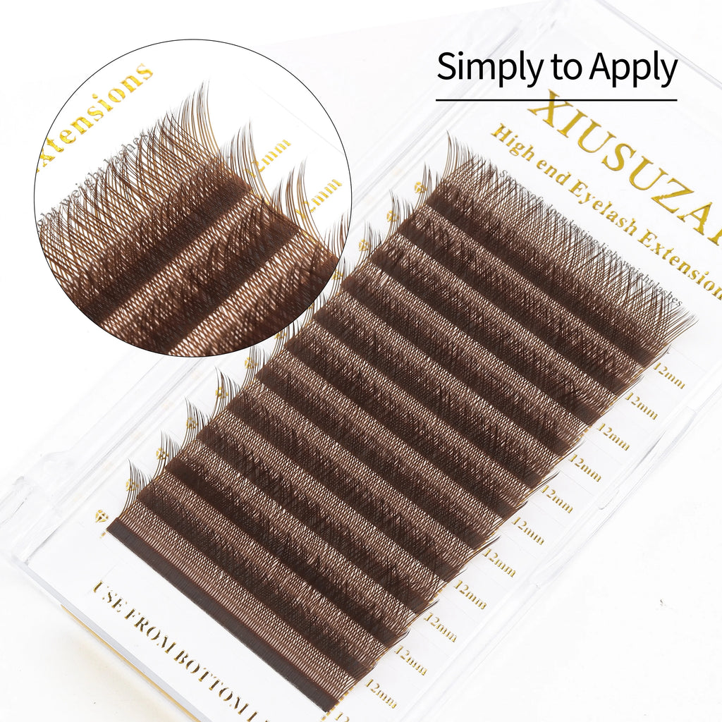 XIUSUZAKI Brown W Shaped Lashes 2D 3D 4D 5D YY Automatic Flowering Premade Fans 2 Tips 3D Eyelashes Extensions Individual Lashes
