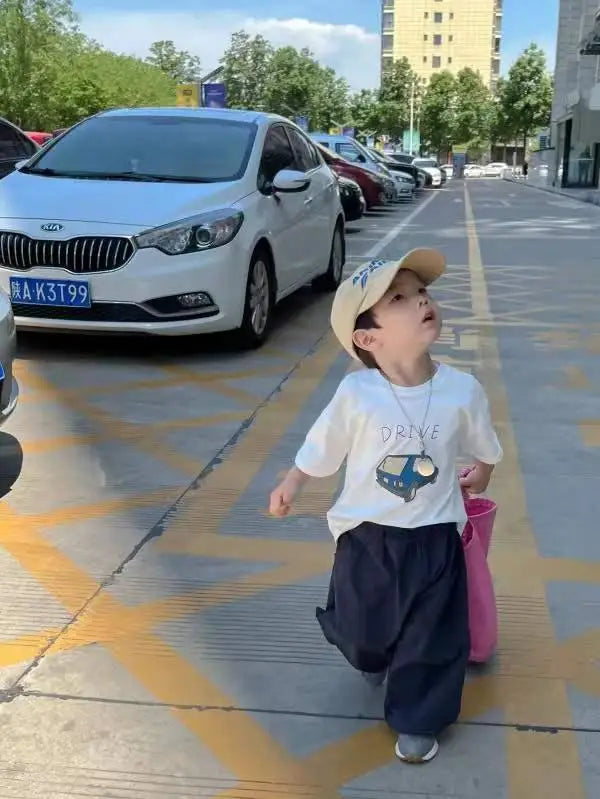 Solid Color Prnted Short Sleeve Tees Summer Clothing Boys Loose Casual O-neck T-shirts Children's Clothes Baby Boy T Shirts Tops