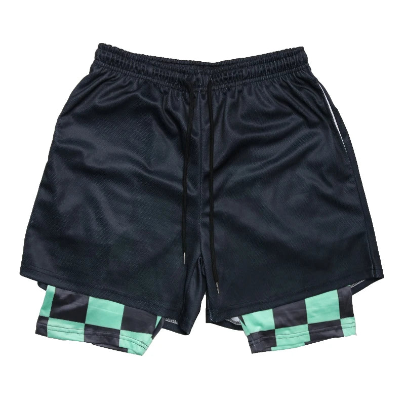 2 in 1 Athletic Gym Shorts for Men Stylish 3D Print Shorts with Pockets Quick Dry Stretchy Summer Sports Fitness Running Jogging