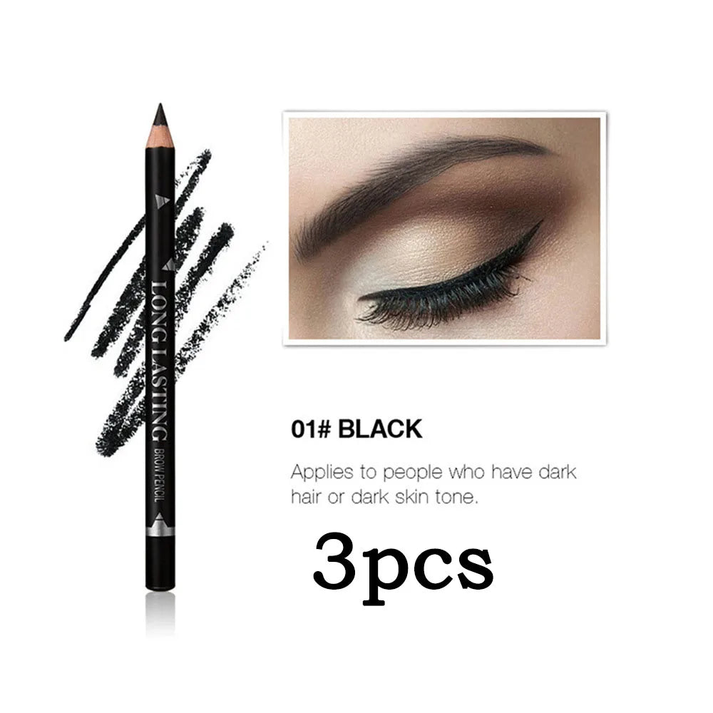 2pcs MENOW 3 colors Long Lasting Waterproof  Eyebrow Pencils Double Use Wooden Pole Eyeliner Permanent Makeup Tattoo Accessories