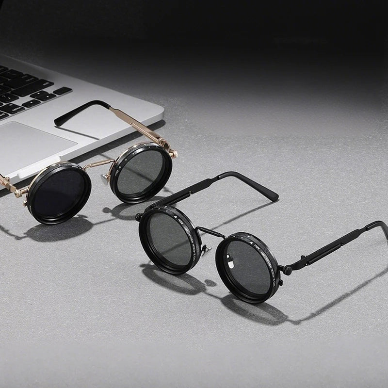 Polarized Round Sunglasses ND9 Adjustable Dimming Sun Glasses Steampunk Men Women Retro Punk Fishing Eyewear Outdoor With Case