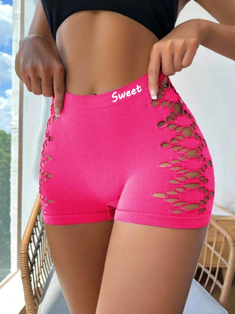 Seamless Sports Underpants Skirt Seamless Knickers Shorts Under The Skirt Sexy Side Mesh Hollow Out Boxer Panties Safety Panty