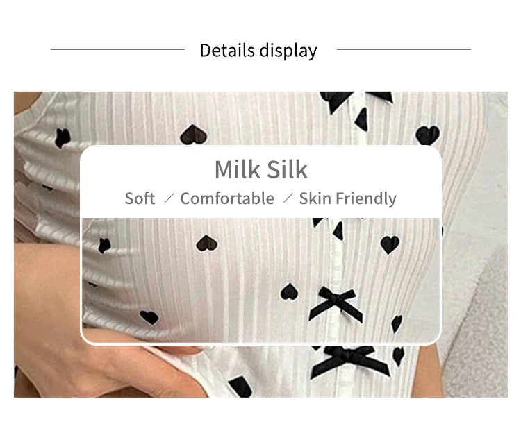 Women's Sleepwear & Loungewear Heart Print Contrast Lace Pajamas Pj Set Summer Sleevelss Cami Top & Elastic Pants Pyjama 2 Piece