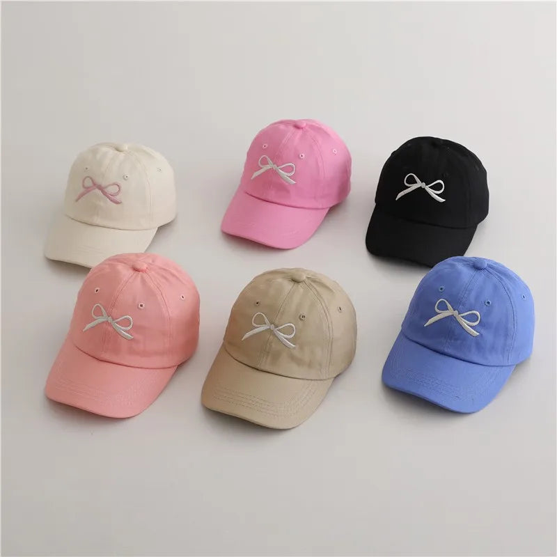 Fashion Children Embroidery Bow Baseball Hats Kids Accessories Boy Girl Vacation Sunscreen Hat Cotton Baby Adjustable Casual Cap