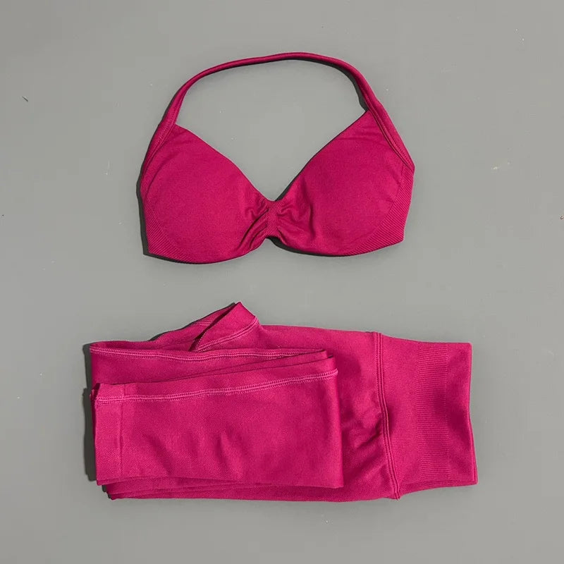 2 Piece Yoga Clothes Women Tracksuit Athletic Wear Pilates Fitness Suit Gym Workout Push Up Clothes Sports Bra Leggings Suit