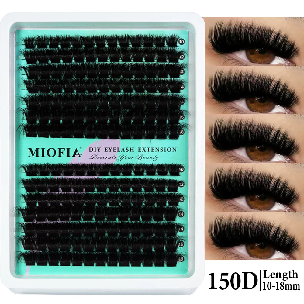 MIOFIA Wispy Thick Lashes Cluster 50D 80D 100D 150D Natural Fluffy False Eyelash Extension Cat Eye Lashes Mixed Tray Makeup
