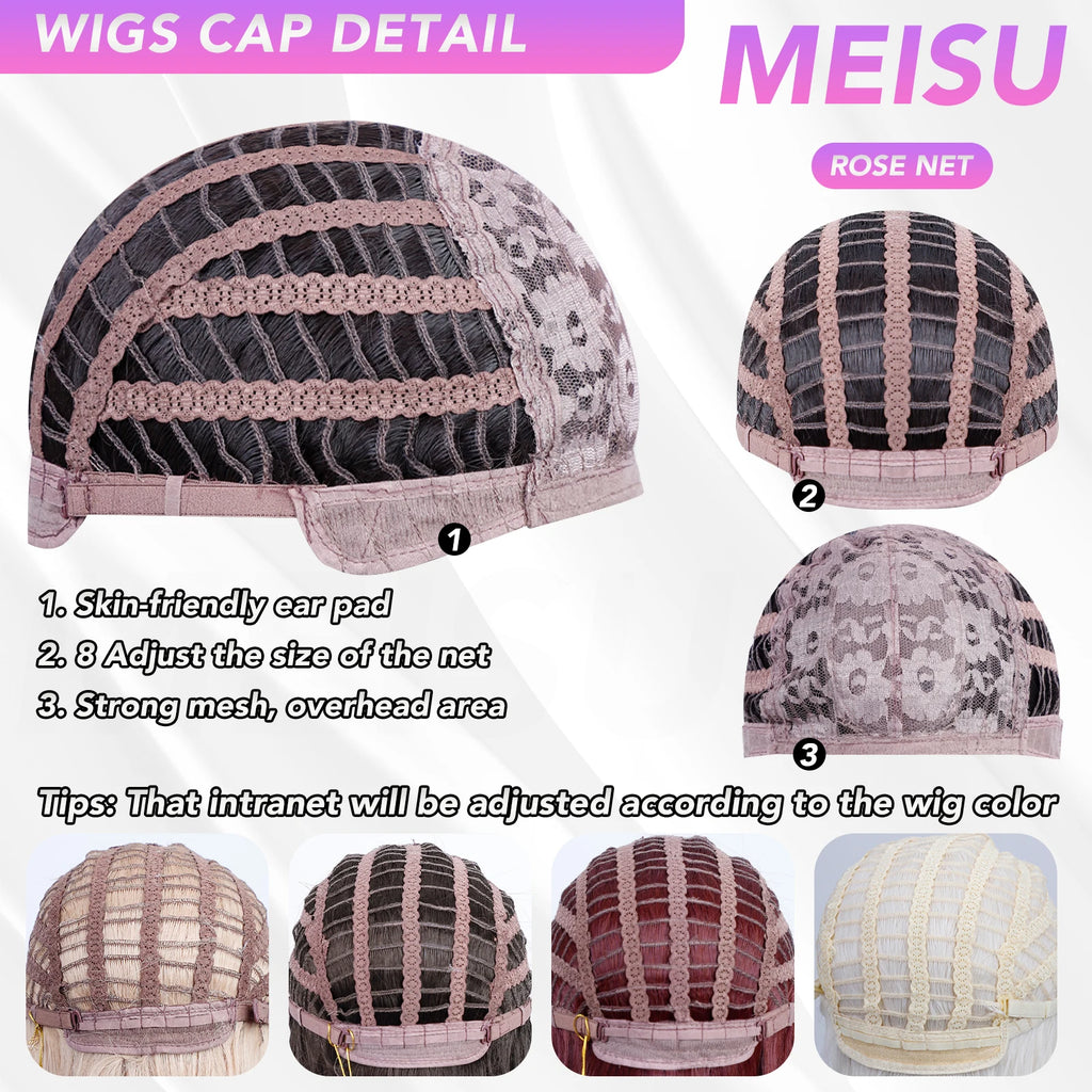 MEISU 26 Inch Synthetic Wig Curly Wave Wig Black White Color Heat-Resistant Natural Smooth Hair Stylish Party Wigs For Women