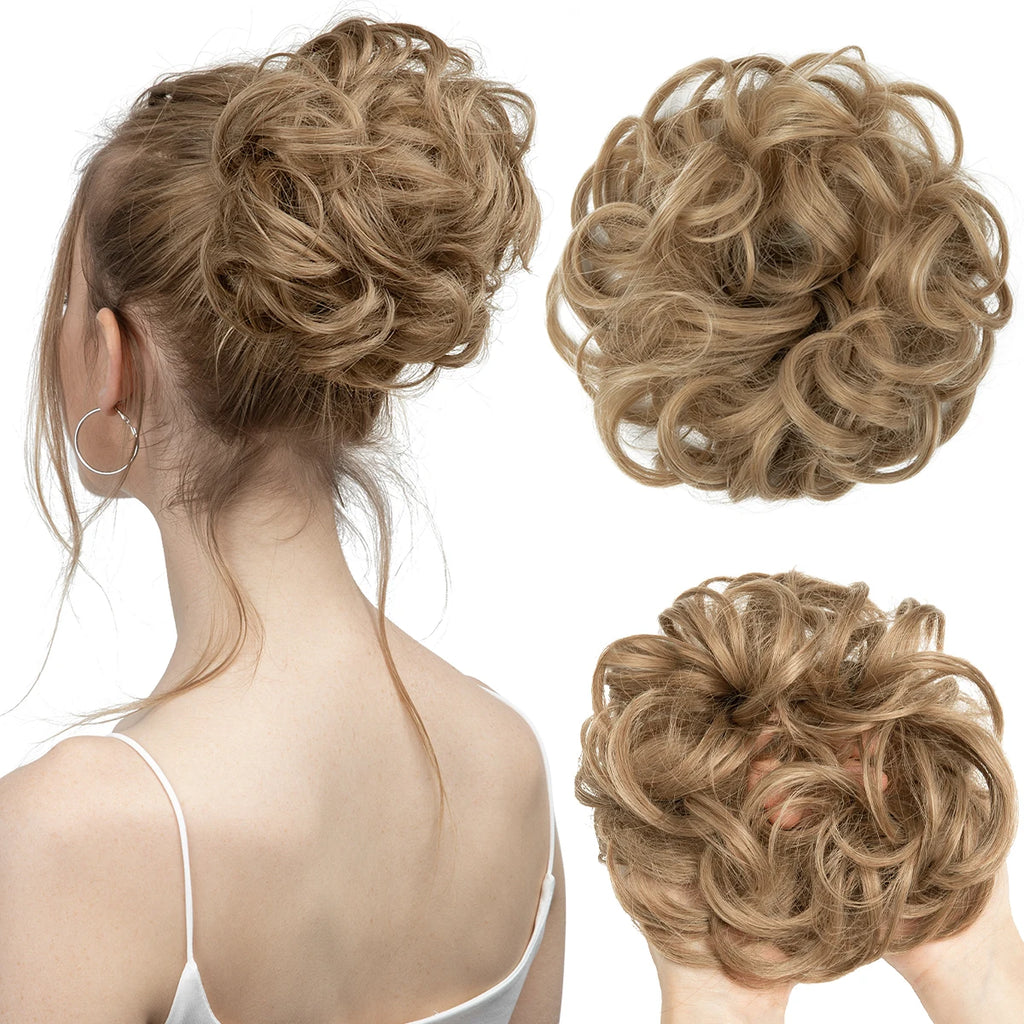 Synthetic Messy Hair Bun Extensions Big Curly Elastic Hair Scrunchies Hairpieces Chignon Donut Updo Hair Pieces for Women