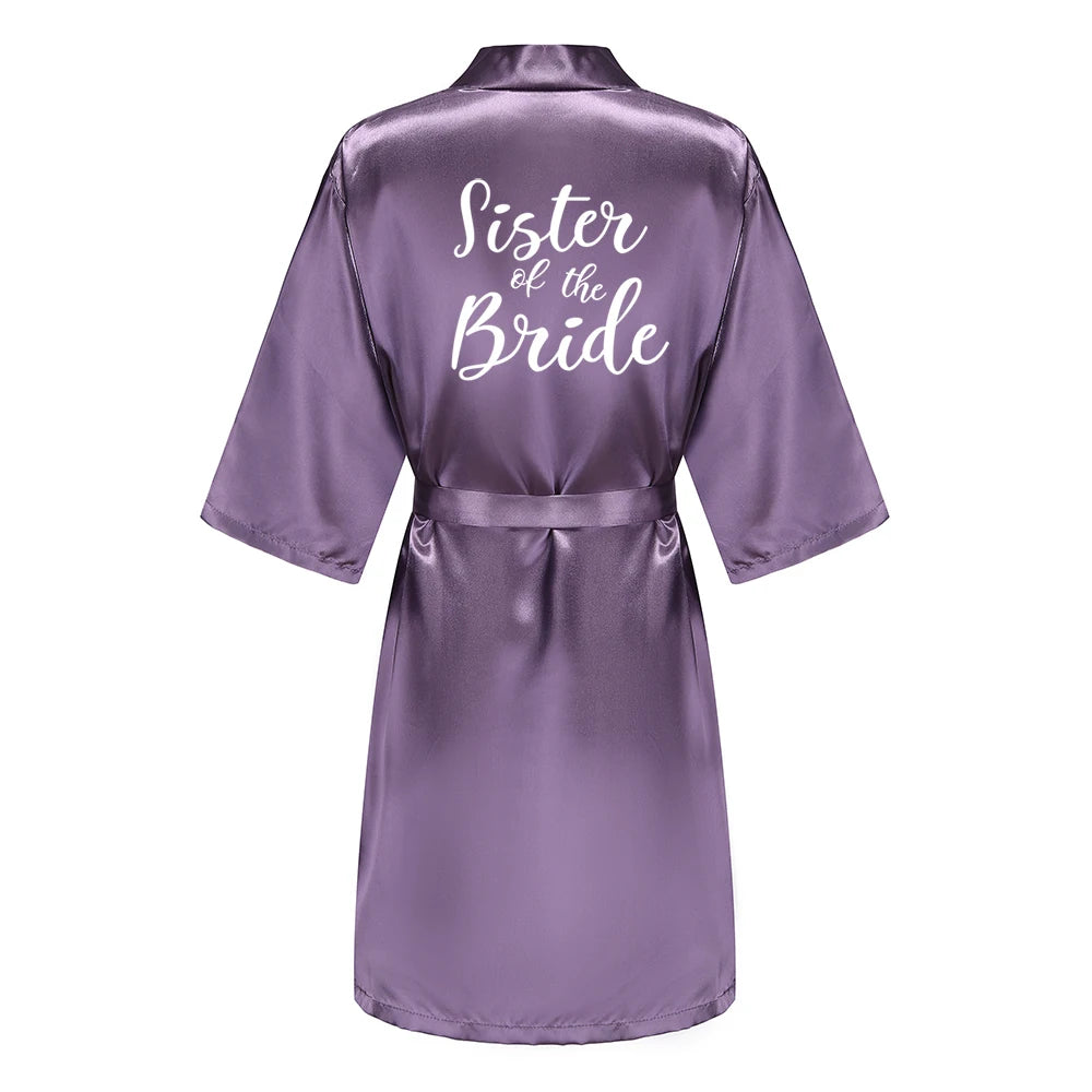 New Bathrobe Bride Satin-Silk Robe Women Bridal Party Sister Team Mother Shower Gift Bridesmaid Wedding Short Robes YE7883