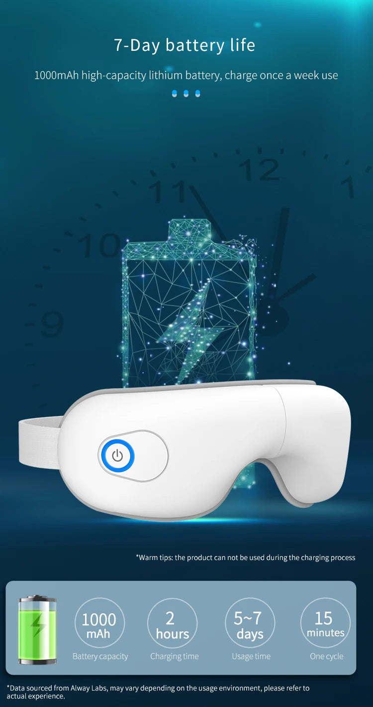 Folding Eye Massager Eye Mask with Bluetooth Music Airbag Compression Eye Care Device Gift for Eye Strain Dry Eye Improve Sleep