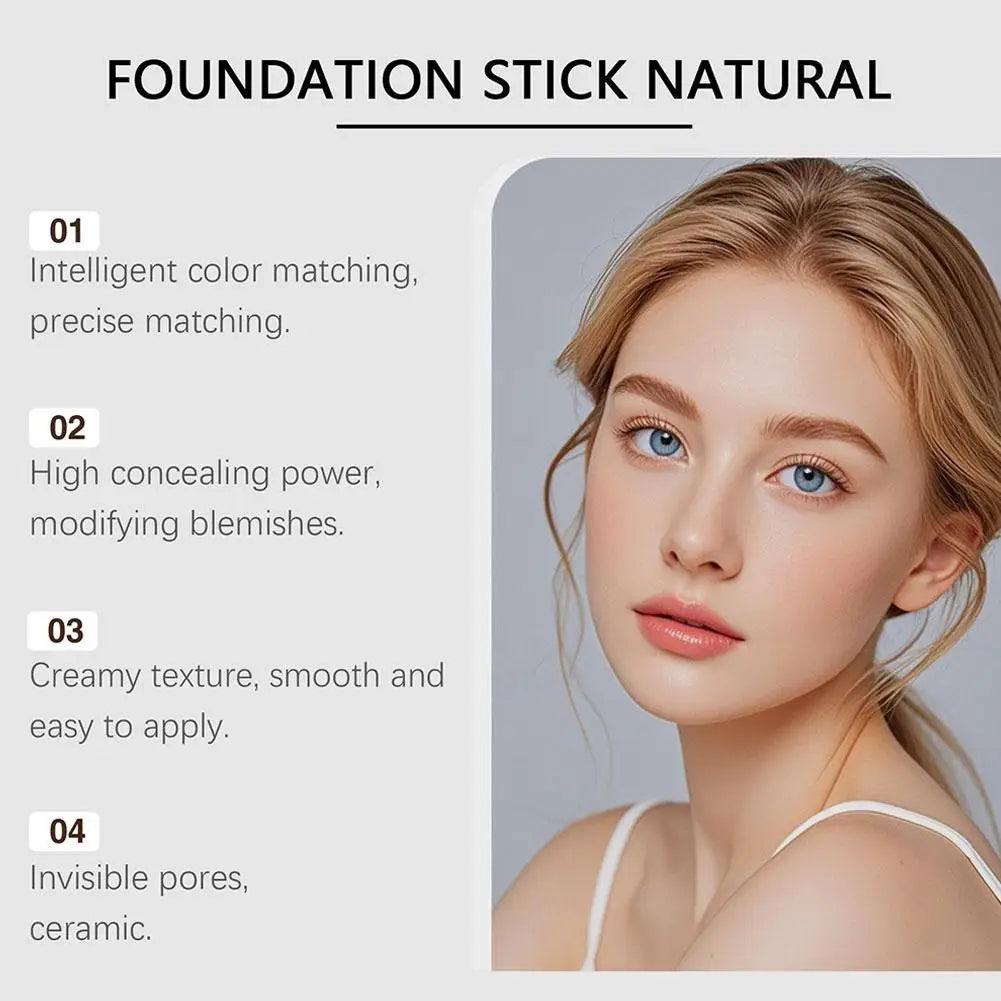 Lightweight Korean Changing Foundation Stick Hydrating Non-Sticky 20H Long-Wear Brightening Built-in Brush for All Skin Types