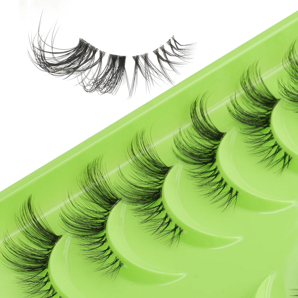 New Half Eyelashes 3/10Pairs Half Lashes Natural 3D Cat Eye Lashes Clear Stem False Eyelash Extension Makeup Faux Cils maquiagem