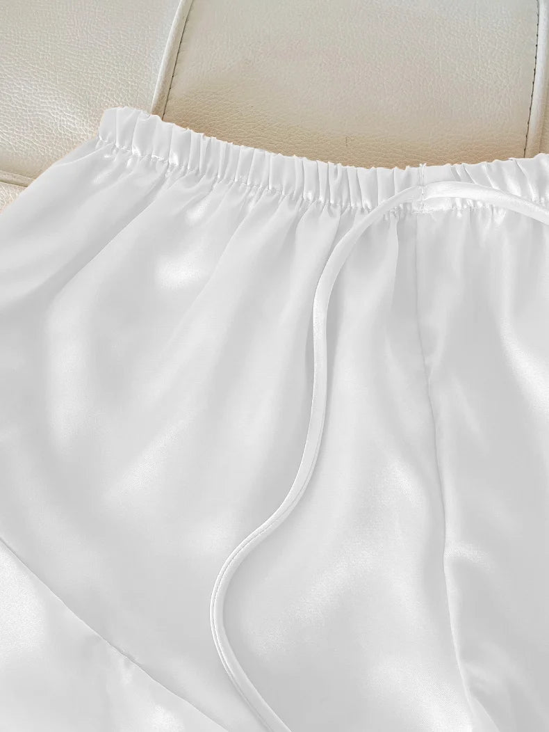 Fashion Sexy Underwear Set Women's 2 Pieces Sleepwear Pyjamas Silk Satin Bellyband Cami Top and Shorts Pajamas for Women Pijamas