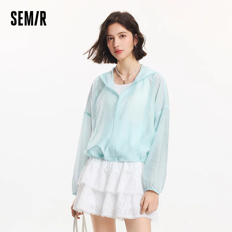 Semir Jacket Women Floral Print Girly 2025 New Summer Oversize Hooded Jacket Sweet for Casual and Trendy Outfits
