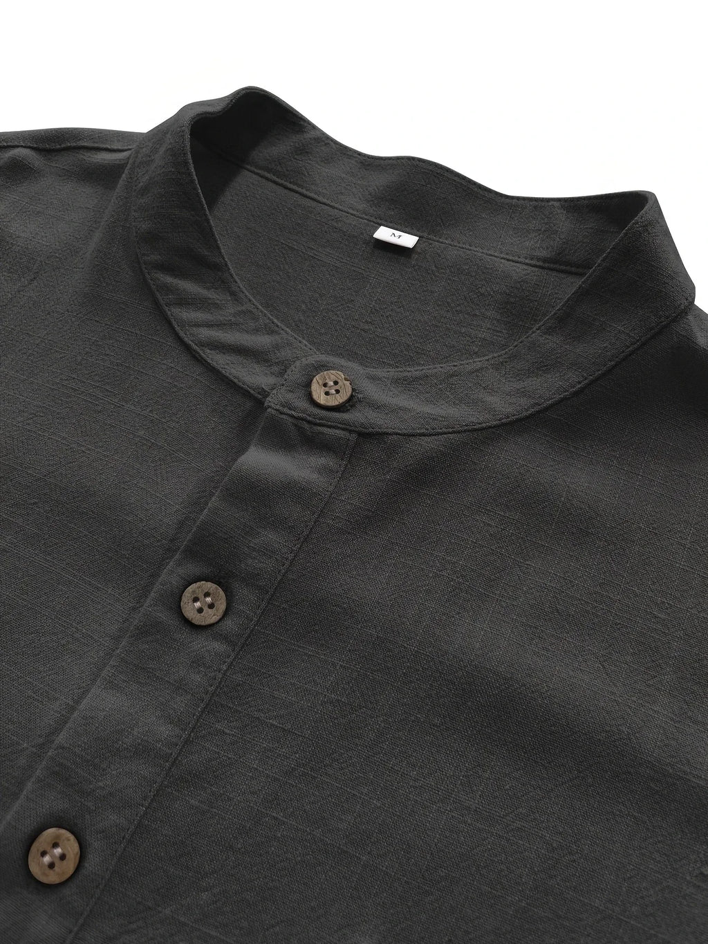 High Quality Men's Breathable Cotton Linen Short Sleeve Henley Shirt Casual Loose Fit Solid Color Tee with Chest Pocket