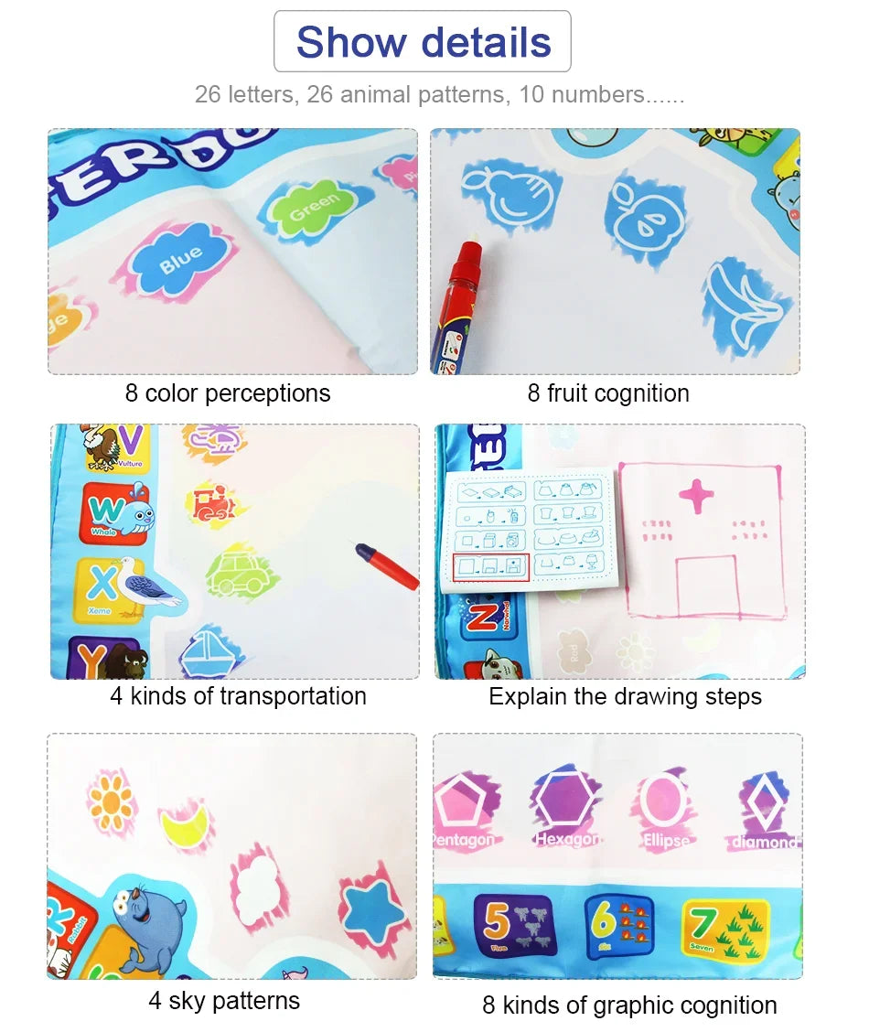 Oversized Magical Water Canvas pens Montessori Toys Learning Blanket Writing  Drawing Repeated Graffiti Painting  toy