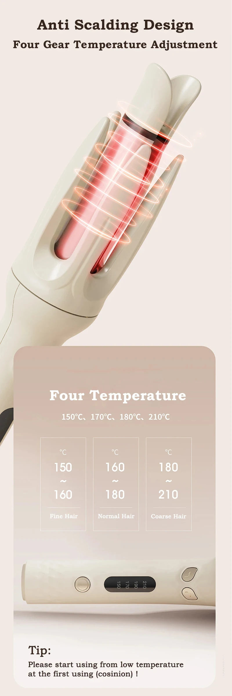 Automatic Hair Curler 28mm Negative Ions Electric Ceramic Curling Hair Stick Rotating Curl Waves Anti-Tangle Curling Iron Styler