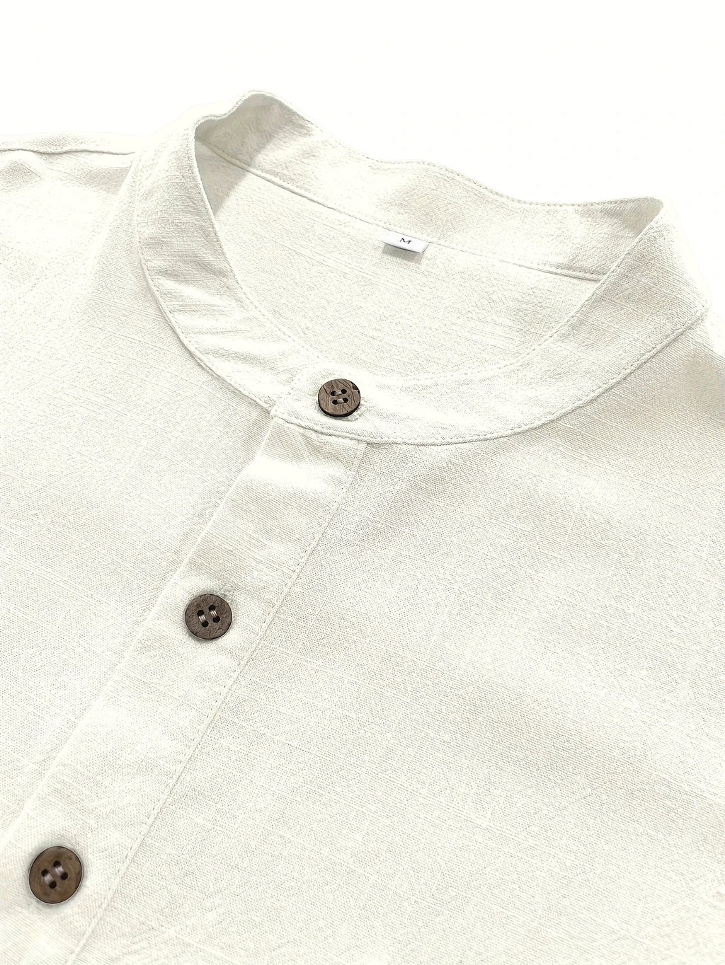 High Quality Men's Breathable Cotton Linen Short Sleeve Henley Shirt Casual Loose Fit Solid Color Tee with Chest Pocket