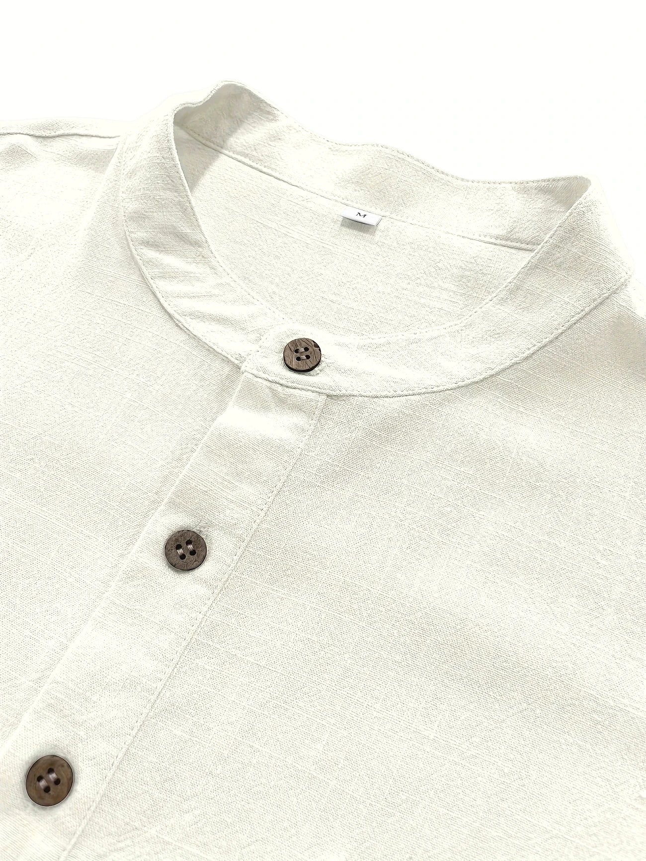 High Quality Men's Breathable Cotton Linen Short Sleeve Henley Shirt Casual Loose Fit Solid Color Tee with Chest Pocket