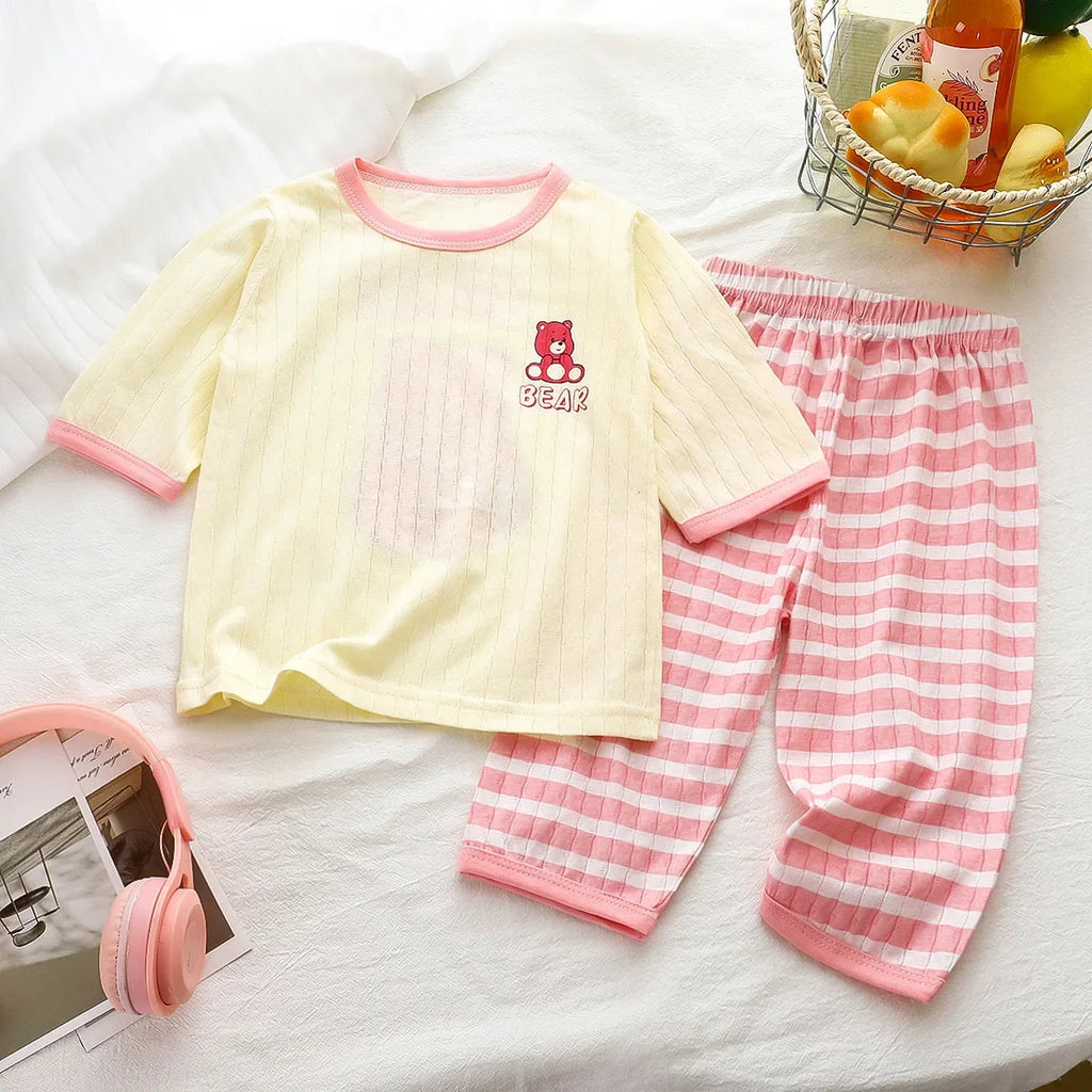 Kids Clothes Children's Set 100 Cotton Summer Pajamas Boys Girls Home Clothes Air Conditioning Clothes Loungewear Outfit