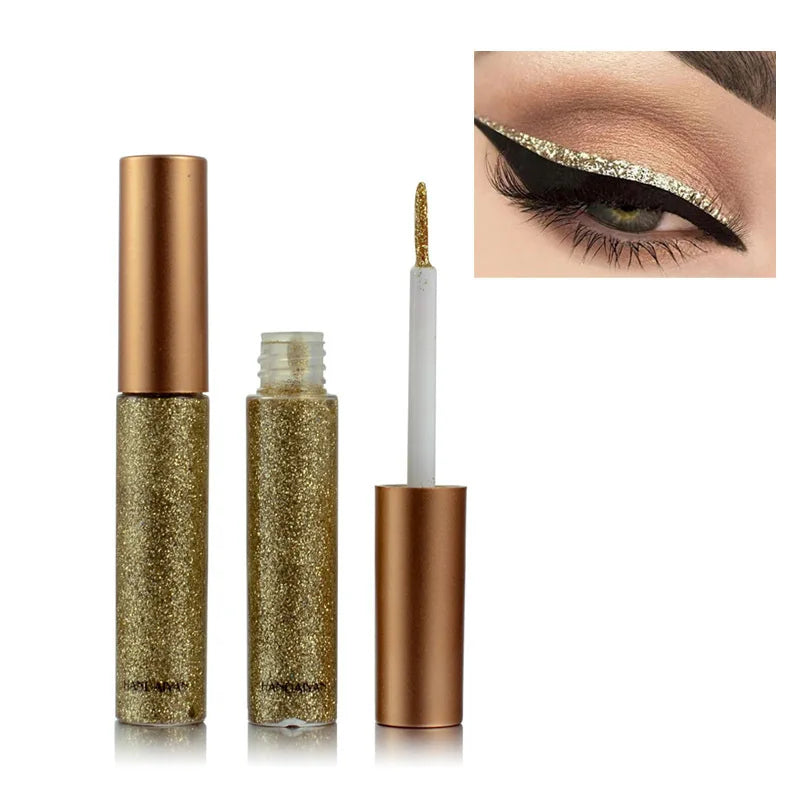 Long Lasting Glitter Eyeliner Kit 10 Vibrant Shades Metallic Sparkle Smudge Proof Easy Apply Eye Liner Makeup Set