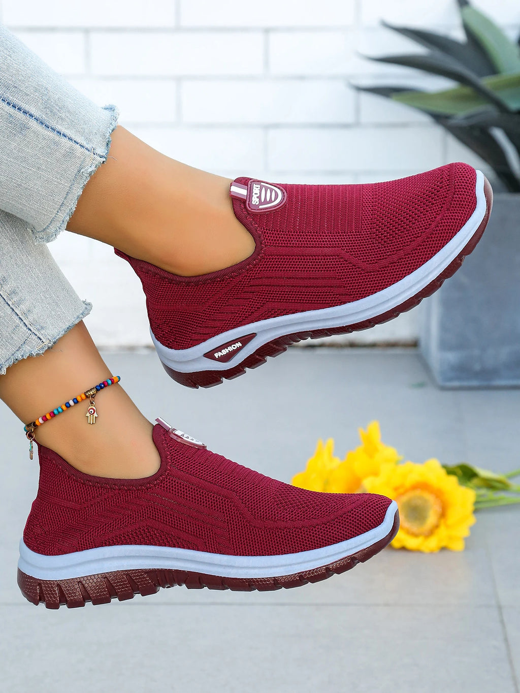 Women's Summer New Breathable Slip-On Shoes Soft Bottom Lightweight Comfortable PVC Material Casual Shoes Easy to Wear