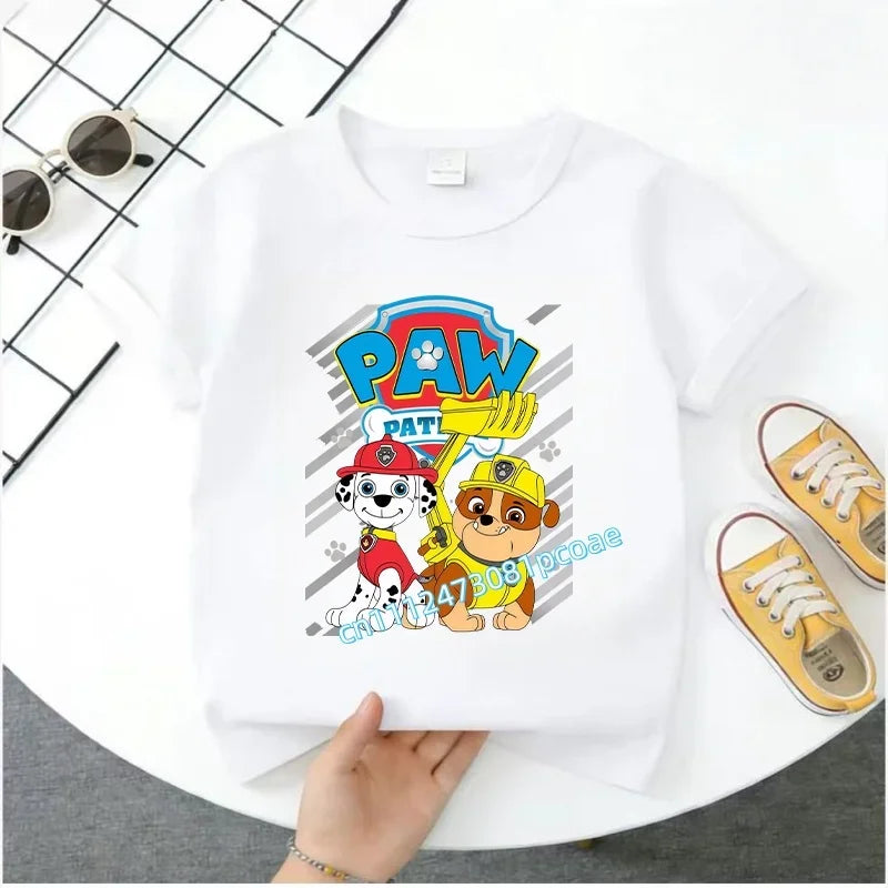 PAW Patrol Summer Short-Sleeved 1-12 Years Old Children's Pure Cotton T-Shirt Boys' Sports Shirt Girls' Casual Top Cartoon Print