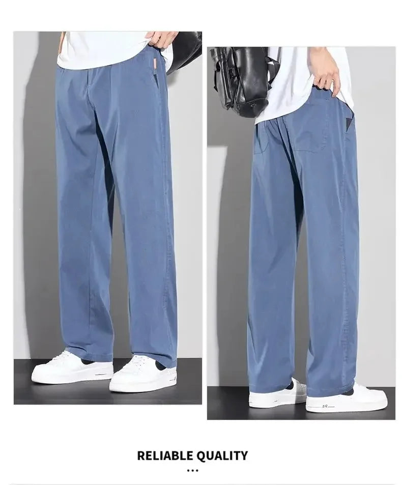 2026 Thin Summer New Men's Soft Lyocell Casual Pants Comfortable Fashion Solid Color Simple Male Trousers Brand Clothing