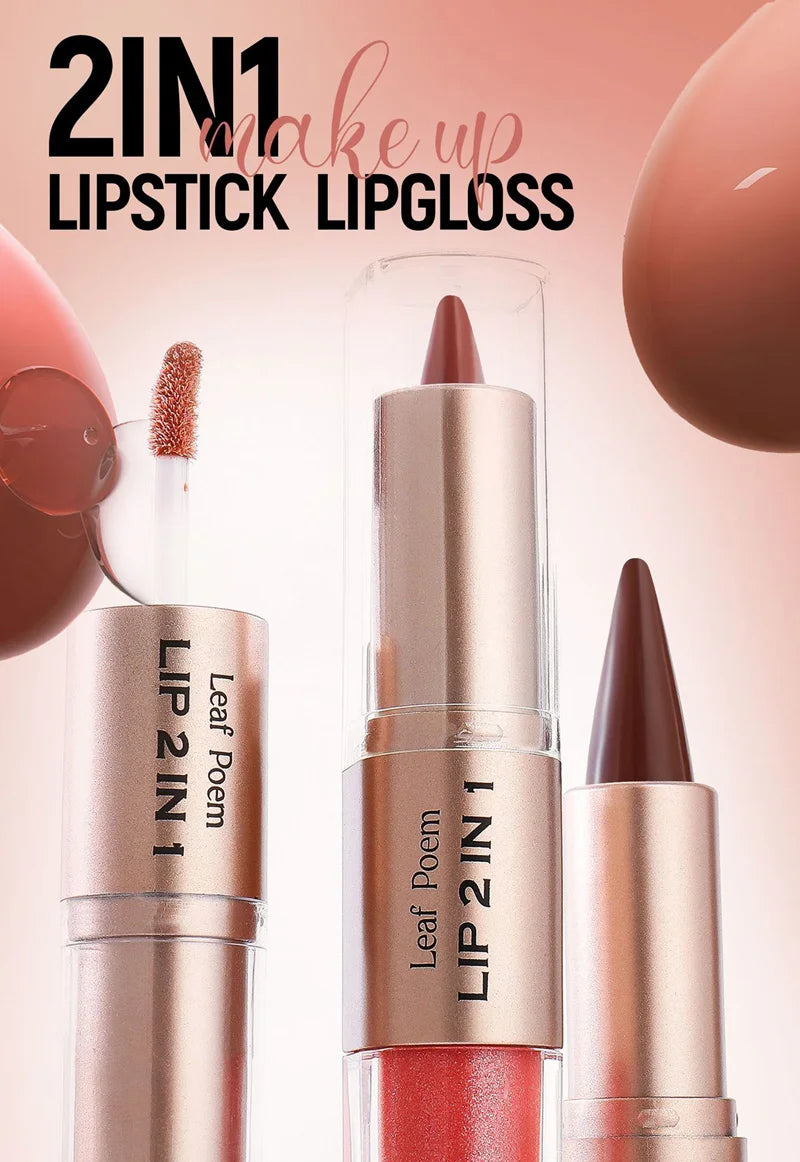 Black Brown Tapered Lip Liner Contour Pencil Double Head Mirror Plumping Lip Glaze Crystal Gloss Sexy Red Lips Tint Makeup New