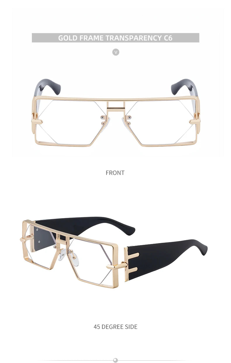 Steampunk Rectangle Sunglasses Women Men 2026 Luxury Hollow Metal Frame Sun Glasses Vintage Punk Hexagon Eyewear UV400 Shades