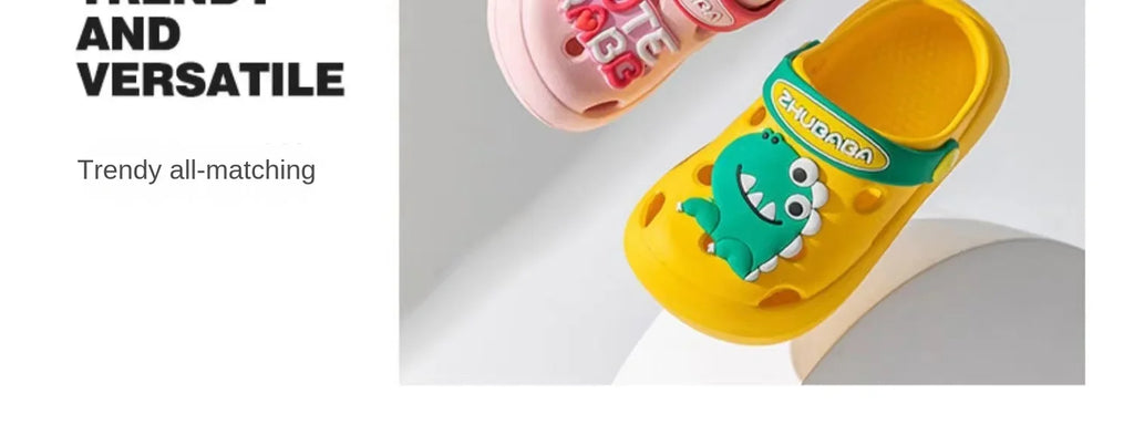 Cartoon Home Slippers Kids Fashion Cute Soft Soled Non-slip Sandals Summer New Design Shoes Baby Unisex PVC Round Head Slippers