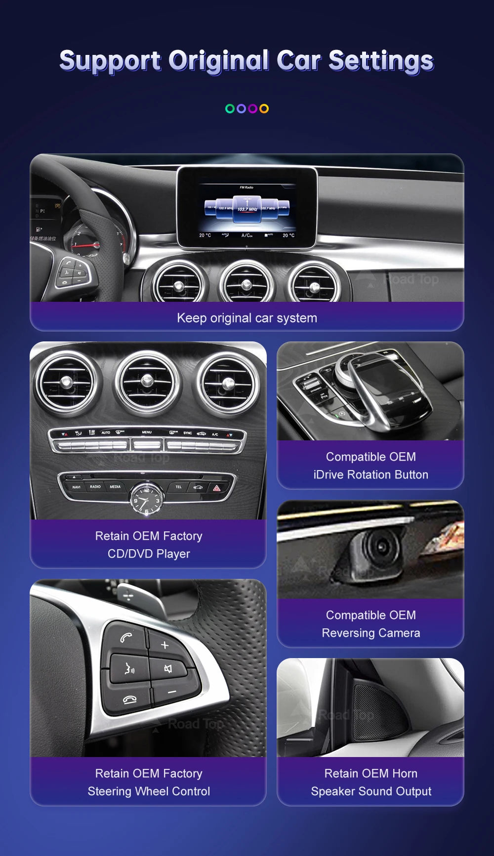 Wireless Carplay Linux Screen for Mercedes Benz W205 GLC A C V Class W447 CLA GLA 2015-2019 GPS With Android Auto Car Multimedia