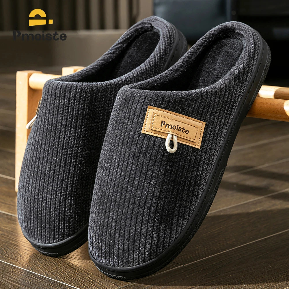 House Slippers for Men Warm Non Slip Indoor Knitted Memory Foam TPR Sole Cushion Home Shoes Winter Luxury Designer Comfort