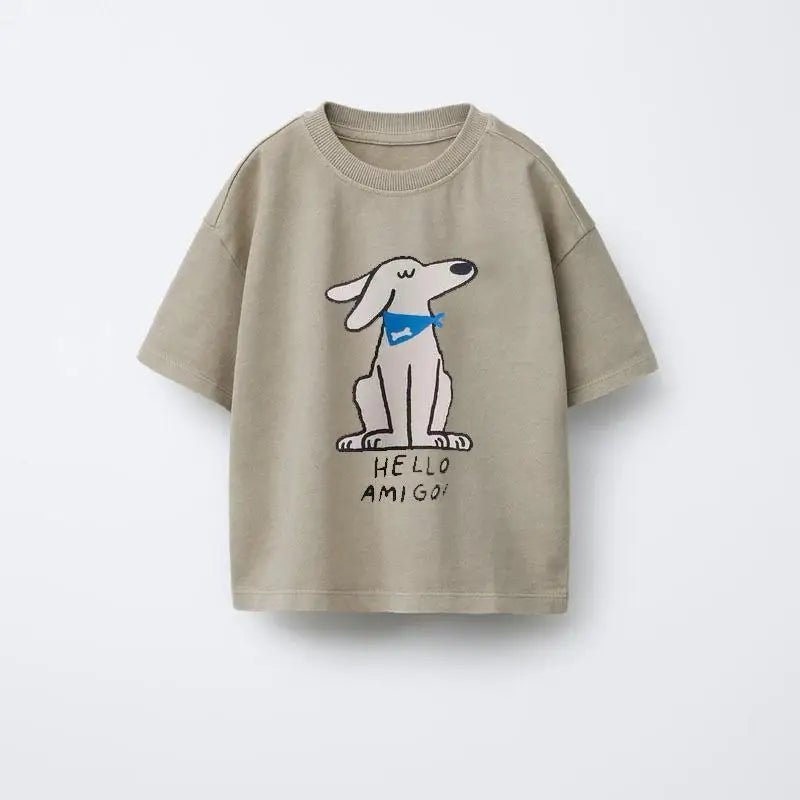 Animal Pattern Boys Clothes T-shirt Summer New Simple Fashion Short Sleeve Tops Kids Tees Round Collar Print Children's T Shirts