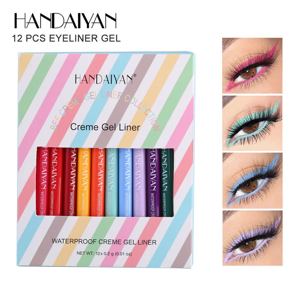 Waterproof Creamy Eyeliner Pencil Set Long Lasting Smooth Gel Professional Eye Makeup Vibrant Colors Kit