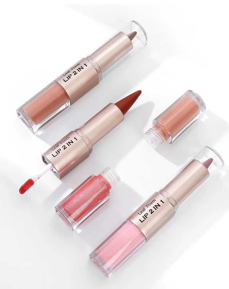 Black Brown Tapered Lip Liner Contour Pencil Double Head Mirror Plumping Lip Glaze Crystal Gloss Sexy Red Lips Tint Makeup New