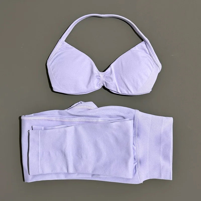 2 Piece Yoga Clothes Women Tracksuit Athletic Wear Pilates Fitness Suit Gym Workout Push Up Clothes Sports Bra Leggings Suit