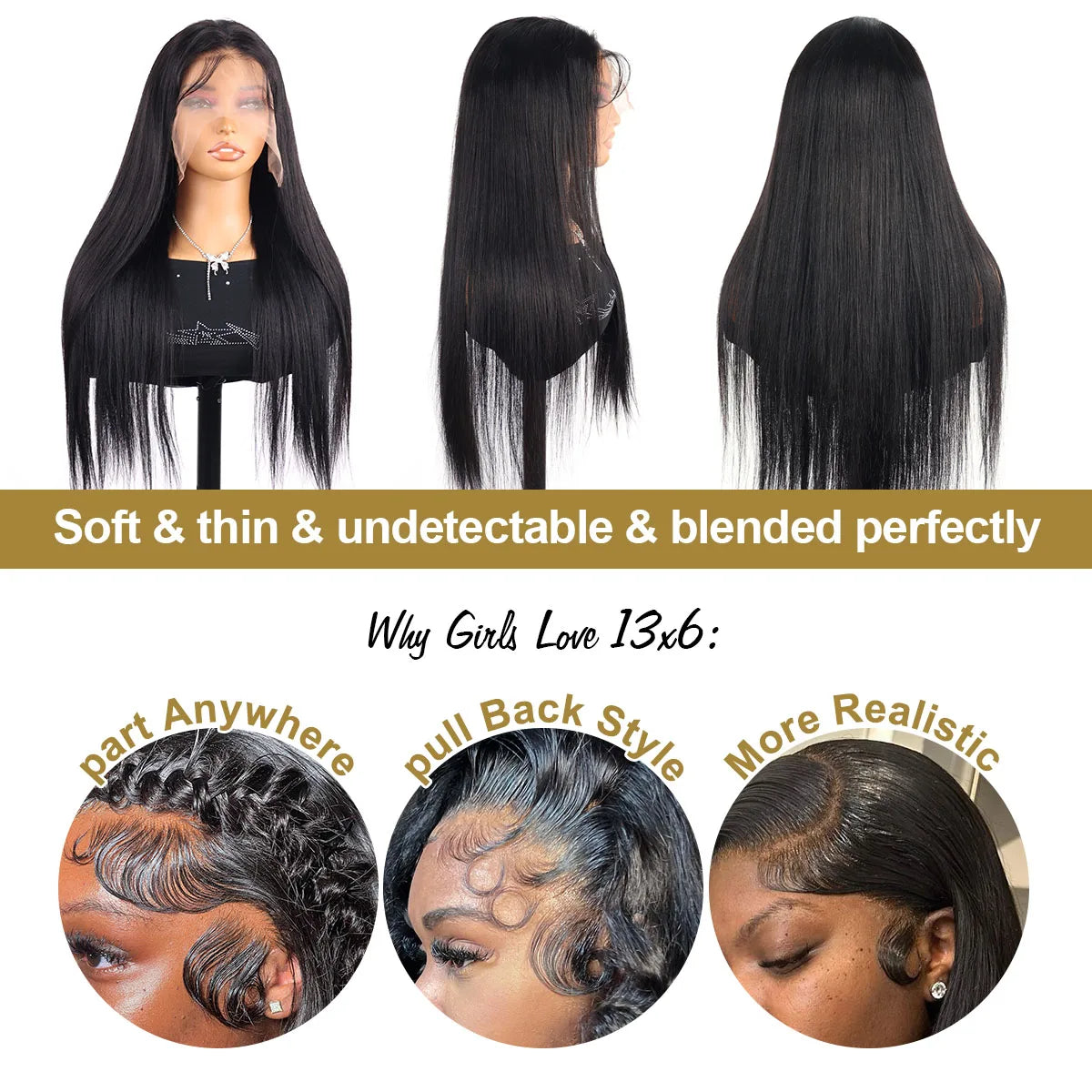 40 Inch 220 Density Bone Straight HD Lace Frontal Wig 13x6 Pre Plucked Brazilian 360 Full Lace Front Human Hair Wigs For Women
