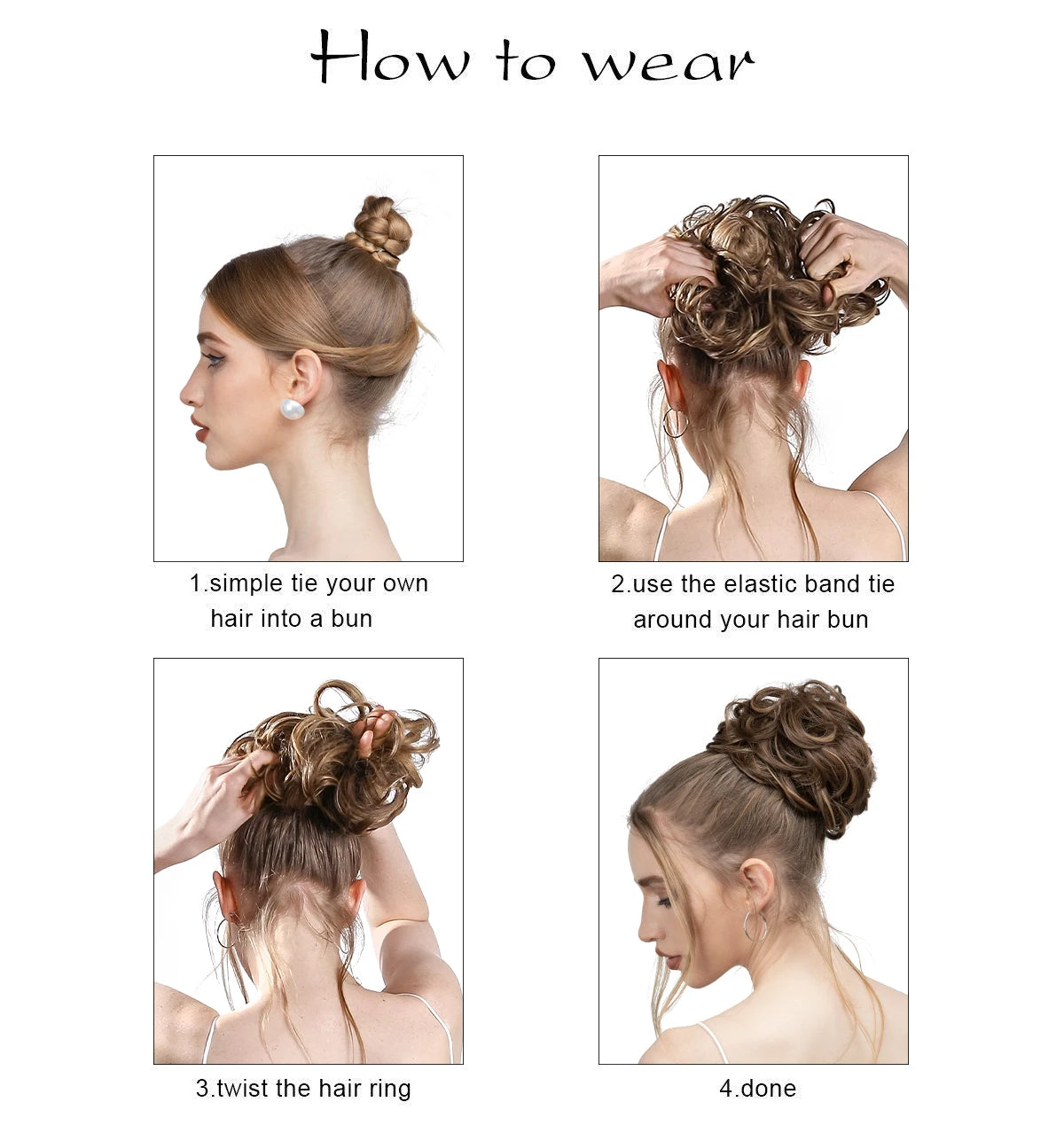 Synthetic Messy Hair Bun Extensions Big Curly Elastic Hair Scrunchies Hairpieces Chignon Donut Updo Hair Pieces for Women