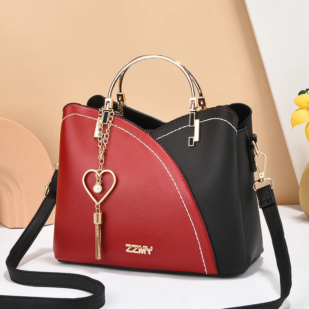 Fashionable handbag Korean color-blocking large capacity women's bag fashionable one-shoulder crossbody bag bucket bag