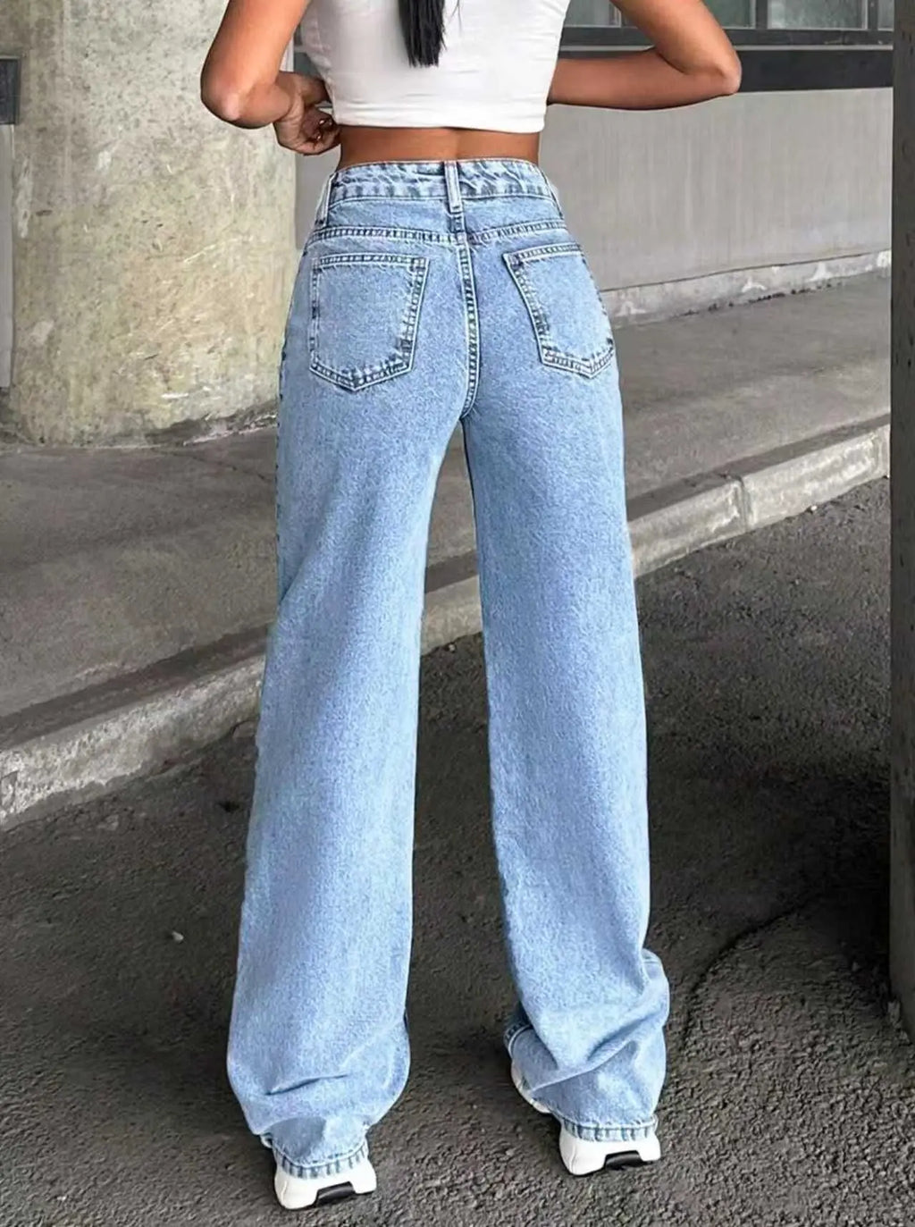 Women's High Waisted Baggy Jeans Denim Pants Y2K Aesthetic Vintage Design Loose Fit Comfortable Female Daily Casual Clothing