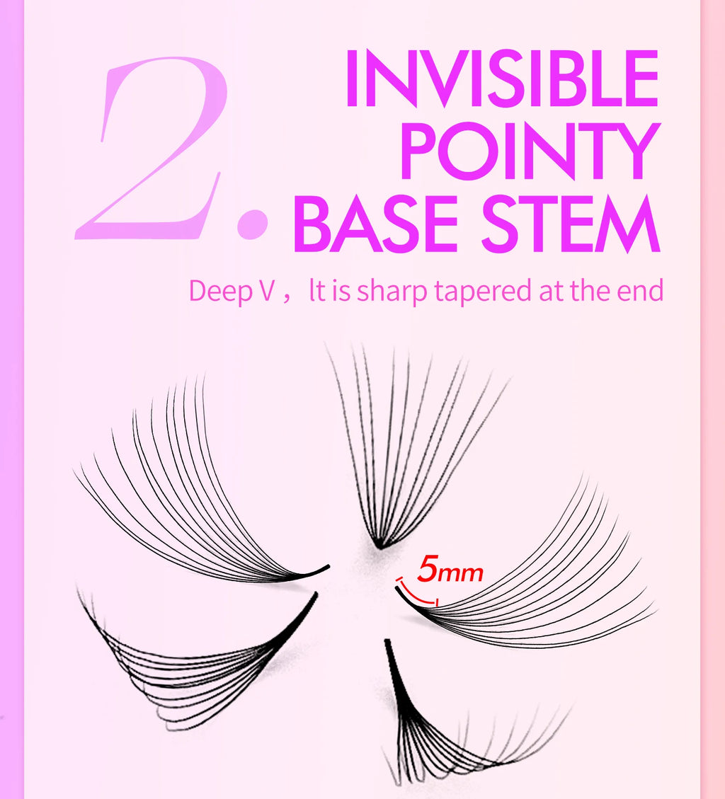 ABONNIE Loose 8D-20D Pointy Base Short Stem Premade Russian Volume Fans Faux Mink Premade Eyelash Extensions Makeup Cilios