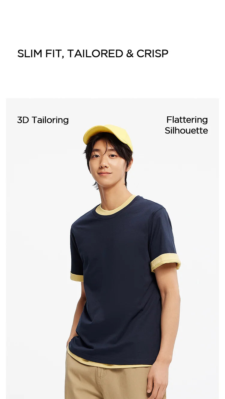 Semir Short Sleeve T-Shirt Men Pure Cotton Bottoming Shirt 2026 New Spring Solid Color Inner Layer Top Versatile White T-Shirt
